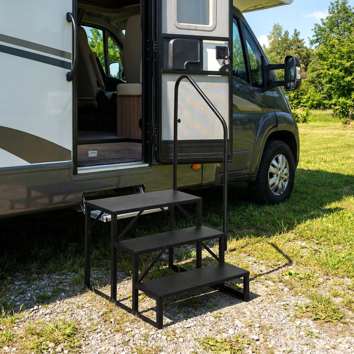 Heavy Duty Hot or Cold Tub Stair with Wide Anti-Slip Platforms for Porch and Mobile Home