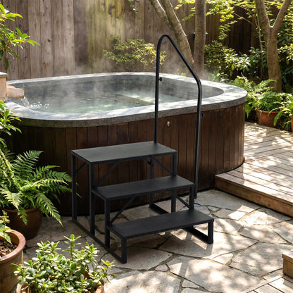 Heavy Duty Hot or Cold Tub Stair with Wide Anti-Slip Platforms for Porch and Mobile Home