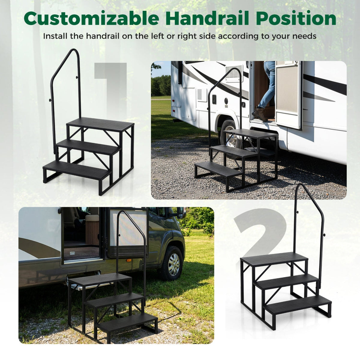 Heavy Duty Hot or Cold Tub Stair with Wide Anti-Slip Platforms for Porch and Mobile Home